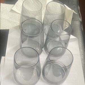 Set of 6 Smoky Gray Stemless Wine Glasses